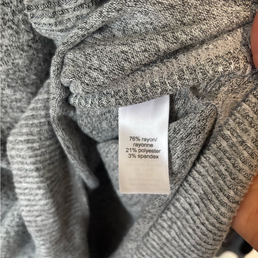 3/$20 Maurices Heather Gray Cowl Neck Knit Top with Checkered Sleeves - Picture 4 of 5
